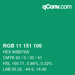 Color code: RGB 11 151 106 | qconv.com