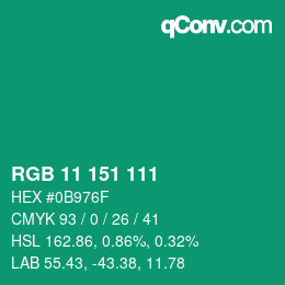 Color code: RGB 11 151 111 | qconv.com