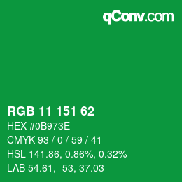 Color code: RGB 11 151 62 | qconv.com