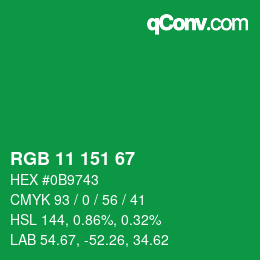Color code: RGB 11 151 67 | qconv.com