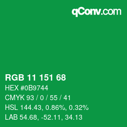 Color code: RGB 11 151 68 | qconv.com