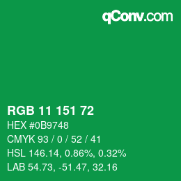 Color code: RGB 11 151 72 | qconv.com