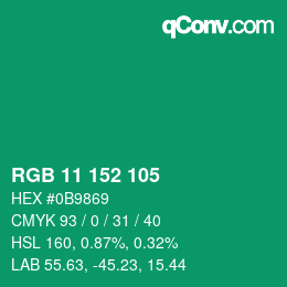 Color code: RGB 11 152 105 | qconv.com