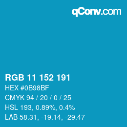Color code: RGB 11 152 191 | qconv.com