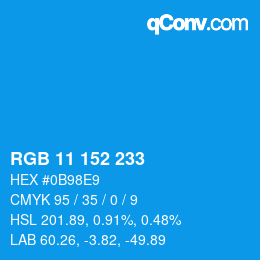 Color code: RGB 11 152 233 | qconv.com