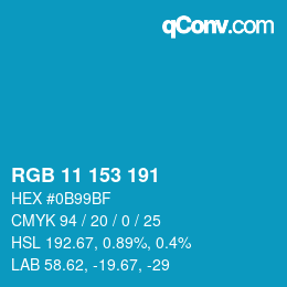カラーコード: RGB 11 153 191 | qconv.com