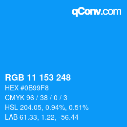Color code: RGB 11 153 248 | qconv.com