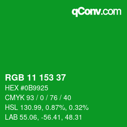 Color code: RGB 11 153 37 | qconv.com