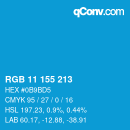 カラーコード: RGB 11 155 213 | qconv.com