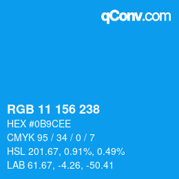 カラーコード: RGB 11 156 238 | qconv.com