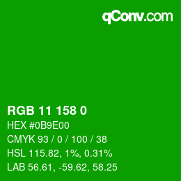 Código de color: RGB 11 158 0 | qconv.com