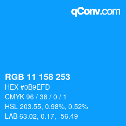 Color code: RGB 11 158 253 | qconv.com