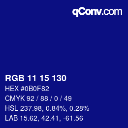 カラーコード: RGB 11 15 130 | qconv.com