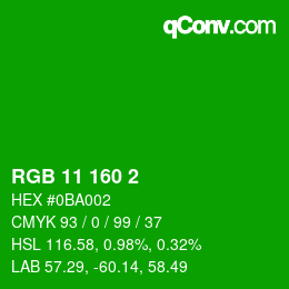 Color code: RGB 11 160 2 | qconv.com