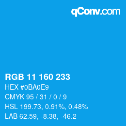 Color code: RGB 11 160 233 | qconv.com