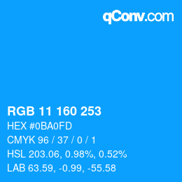 Color code: RGB 11 160 253 | qconv.com