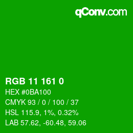 Color code: RGB 11 161 0 | qconv.com