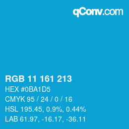 Color code: RGB 11 161 213 | qconv.com