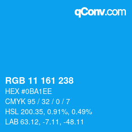 Color code: RGB 11 161 238 | qconv.com