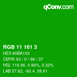 Color code: RGB 11 161 3 | qconv.com