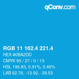 カラーコード: RGB 11 162.4 221.4 | qconv.com