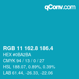 カラーコード: RGB 11 162.8 186.4 | qconv.com
