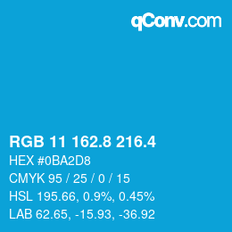 カラーコード: RGB 11 162.8 216.4 | qconv.com