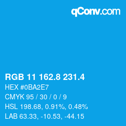 カラーコード: RGB 11 162.8 231.4 | qconv.com