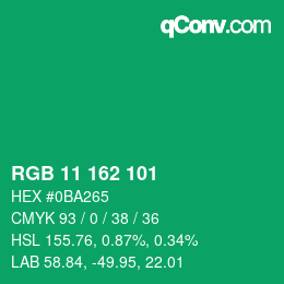 Color code: RGB 11 162 101 | qconv.com