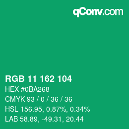 Color code: RGB 11 162 104 | qconv.com