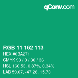 カラーコード: RGB 11 162 113 | qconv.com