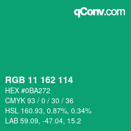 Farbcode: RGB 11 162 114 | qconv.com