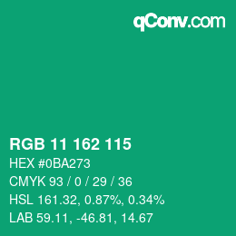 Color code: RGB 11 162 115 | qconv.com