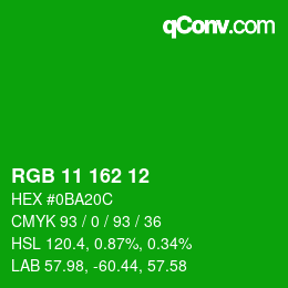 Color code: RGB 11 162 12 | qconv.com