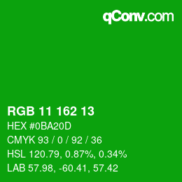 Color code: RGB 11 162 13 | qconv.com