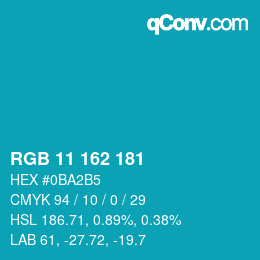 カラーコード: RGB 11 162 181 | qconv.com