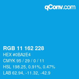 Color code: RGB 11 162 228 | qconv.com
