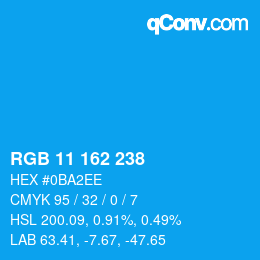 カラーコード: RGB 11 162 238 | qconv.com