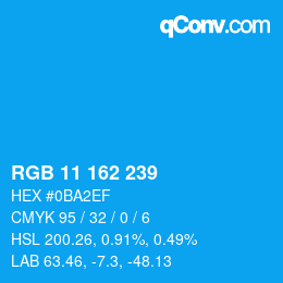 Farbcode: RGB 11 162 239 | qconv.com