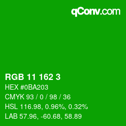 Color code: RGB 11 162 3 | qconv.com