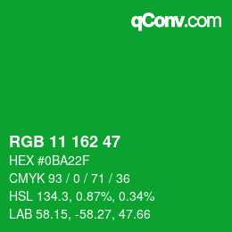 Color code: RGB 11 162 47 | qconv.com