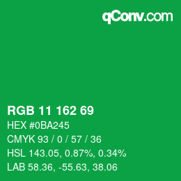 Color code: RGB 11 162 69 | qconv.com