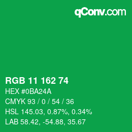 Color code: RGB 11 162 74 | qconv.com