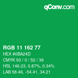 Color code: RGB 11 162 77 | qconv.com