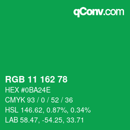 Color code: RGB 11 162 78 | qconv.com