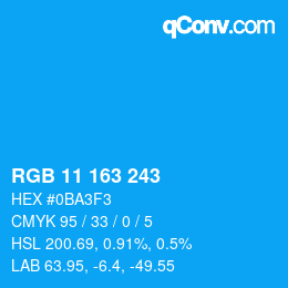 Color code: RGB 11 163 243 | qconv.com