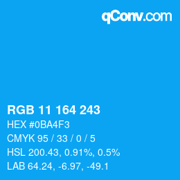Color code: RGB 11 164 243 | qconv.com
