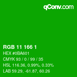 Color code: RGB 11 166 1 | qconv.com