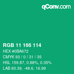 Color code: RGB 11 166 114 | qconv.com