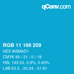 Color code: RGB 11 166 209 | qconv.com